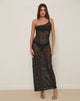 Image of Erminia Maxikleid aus offenem Strick Schwarz