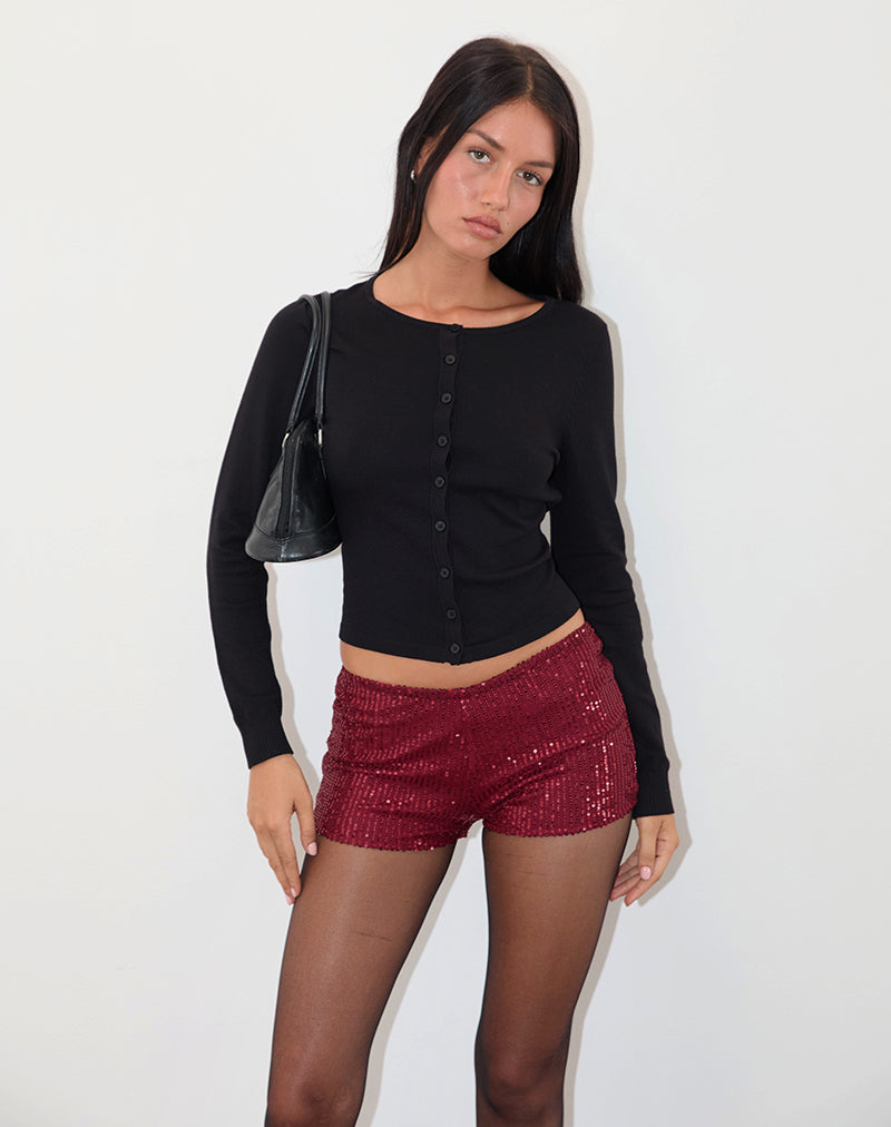Bild von Erna Shorts in Drape Mini Pailletten Maroon