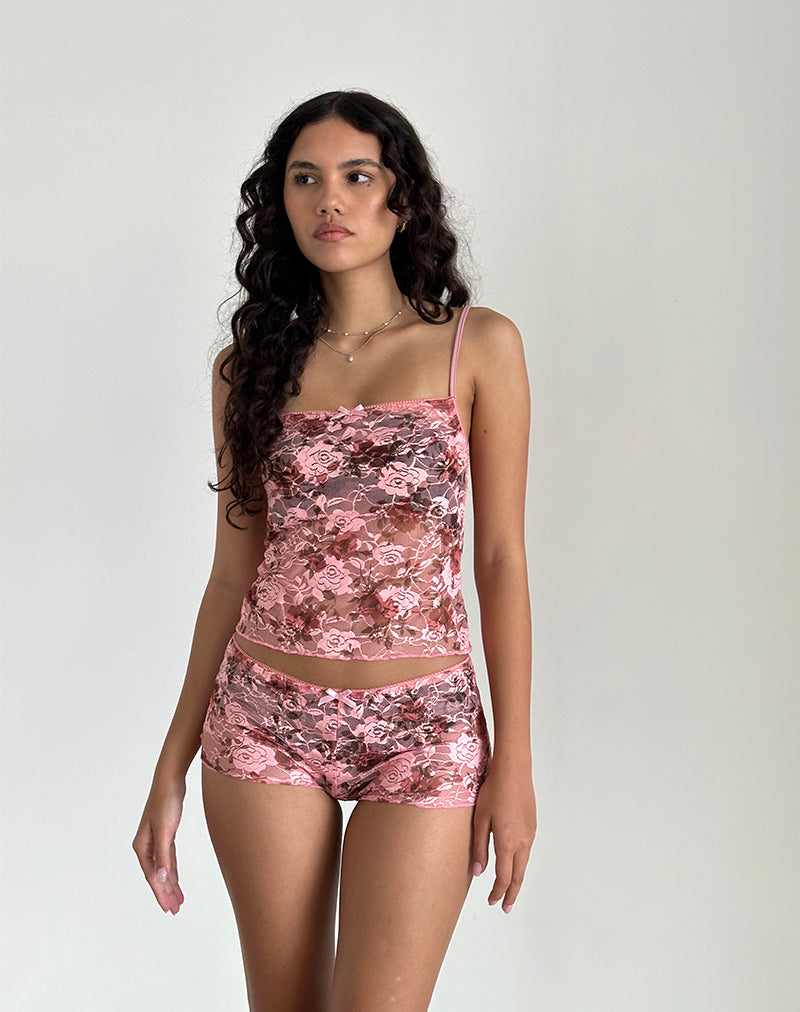 Bild von Erna Shorts in Pink Lace Floral Bloom