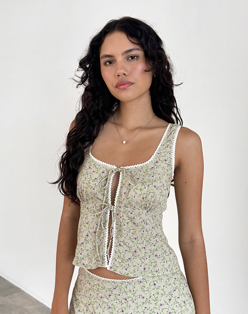 Esau Tie Front Top in Parma Violett