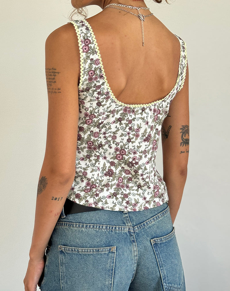 Bild von Esau Tie Front Top in Vintage Bloom Elfenbein