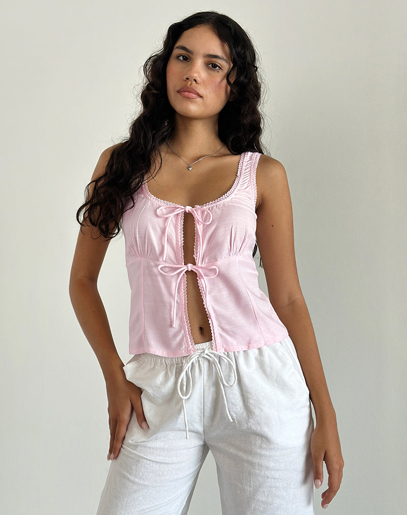 Image of Esau Tie Front Top in Hellrosa Private Slub