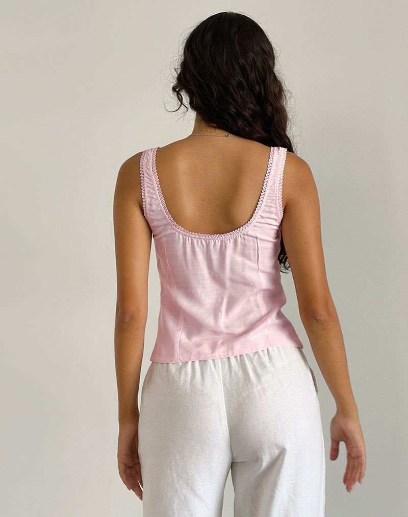Image of Esau Tie Front Top in Hellrosa Private Slub