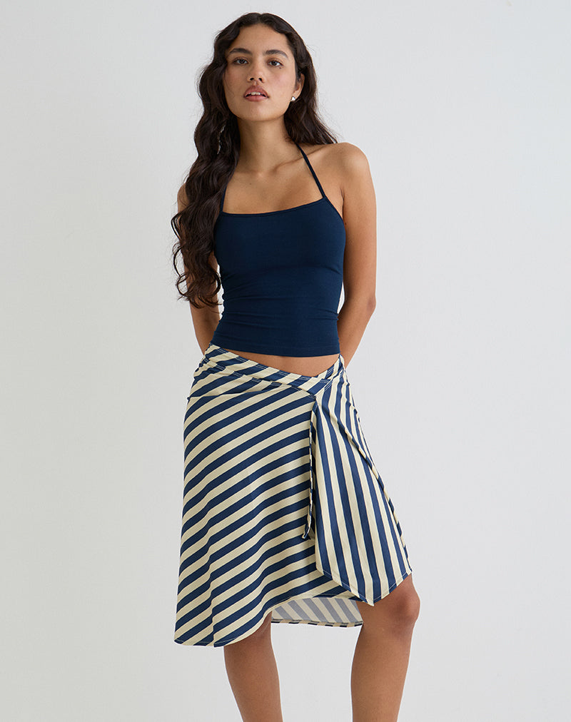 Esmeray Midirock in Creme und Marineblau mit Diagonalstreifen