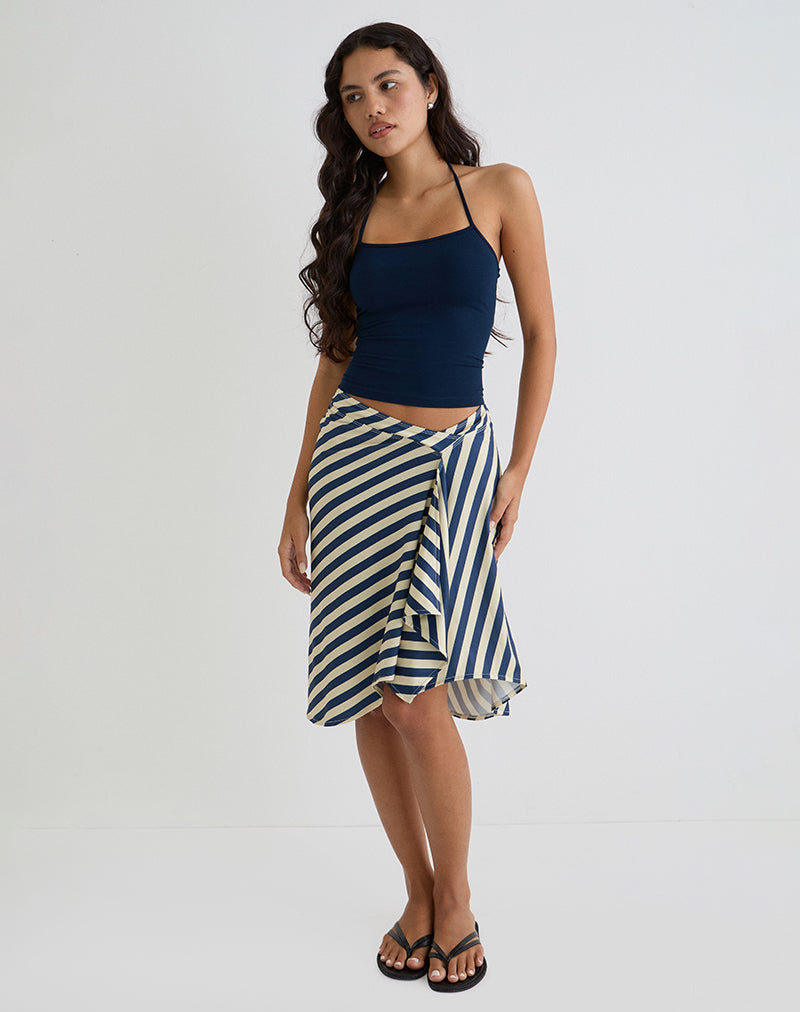 Image of Esmeray Midirock in Creme und Marineblau Diagonalstreifen