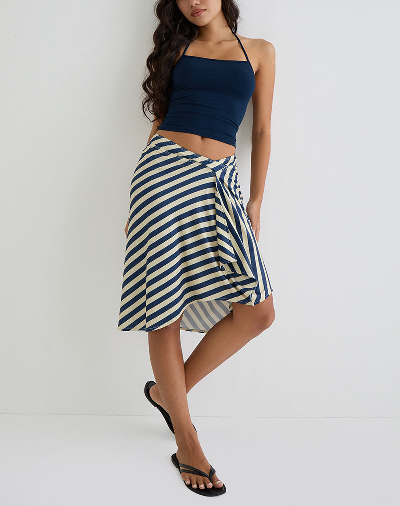 Esmeray Midirock in Creme und Marineblau mit Diagonalstreifen