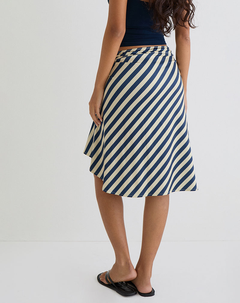 Image of Esmeray Midirock in Creme und Marineblau Diagonalstreifen