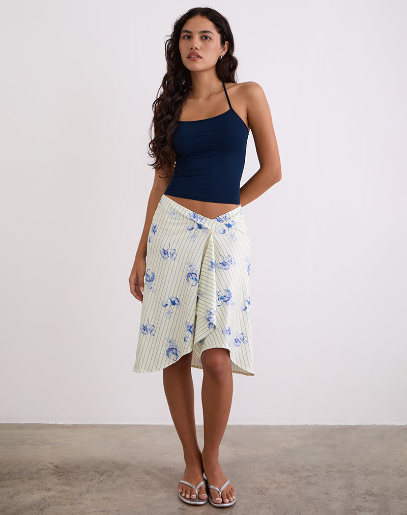 Esmeray Midirock in Creme mit floralen Streifen