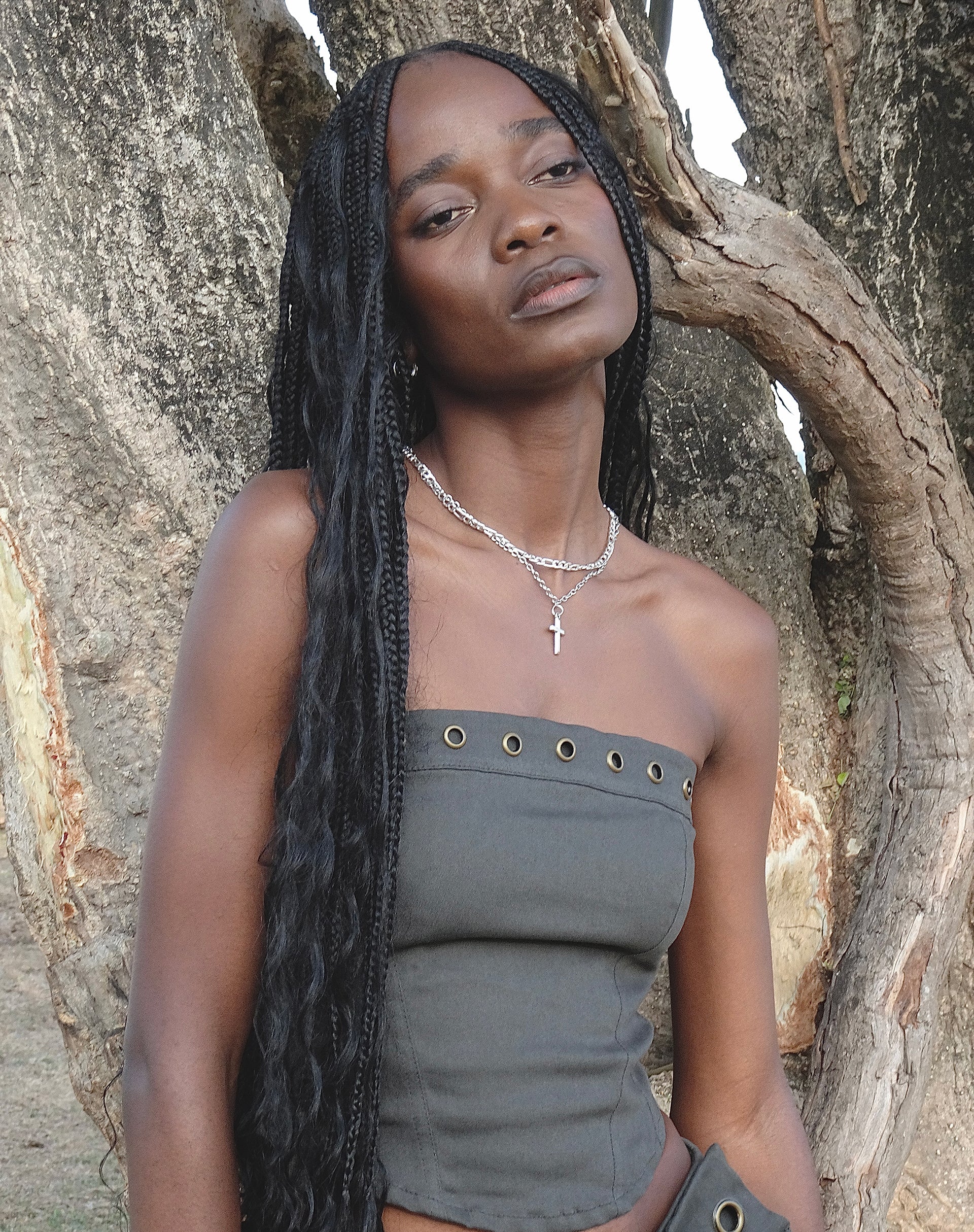 Image of Estel Ösenbandeau-Top in Anthrazit