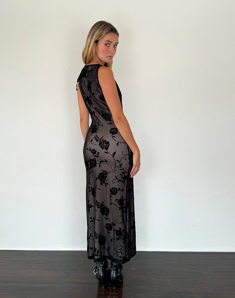 Image of Estoria Midikleid Black Rose Flock