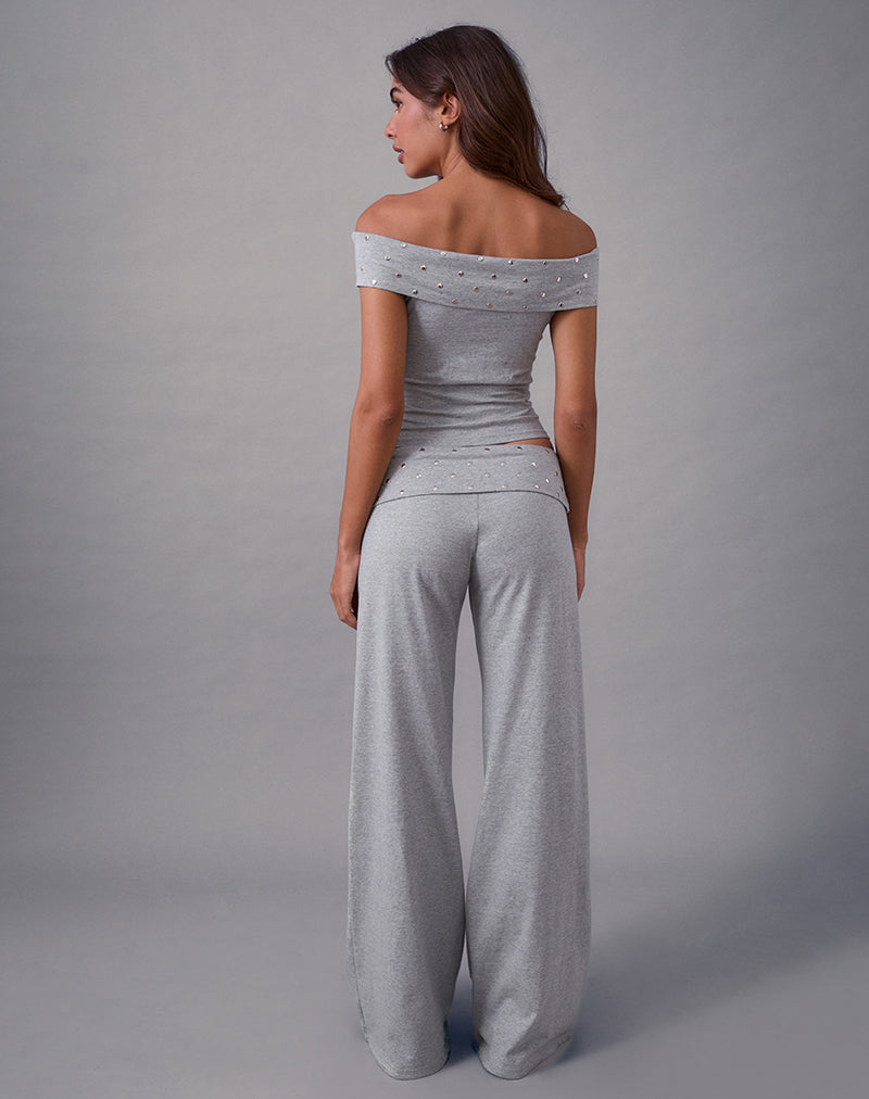 Image of Nevivi Foldover Hose mit Nieten grau meliert