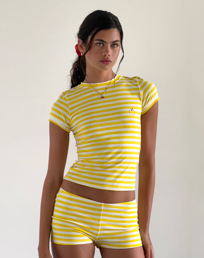 Eunia Micro Shorts in Gelb und Weiß gestreift