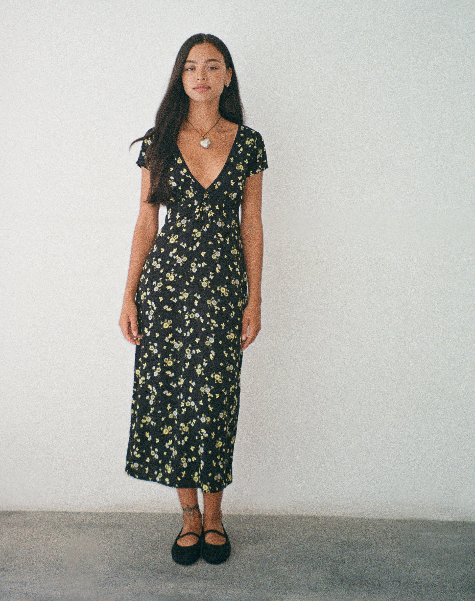 Bild von Eviaso Midikleid in Zitrone und Limone Schwarz