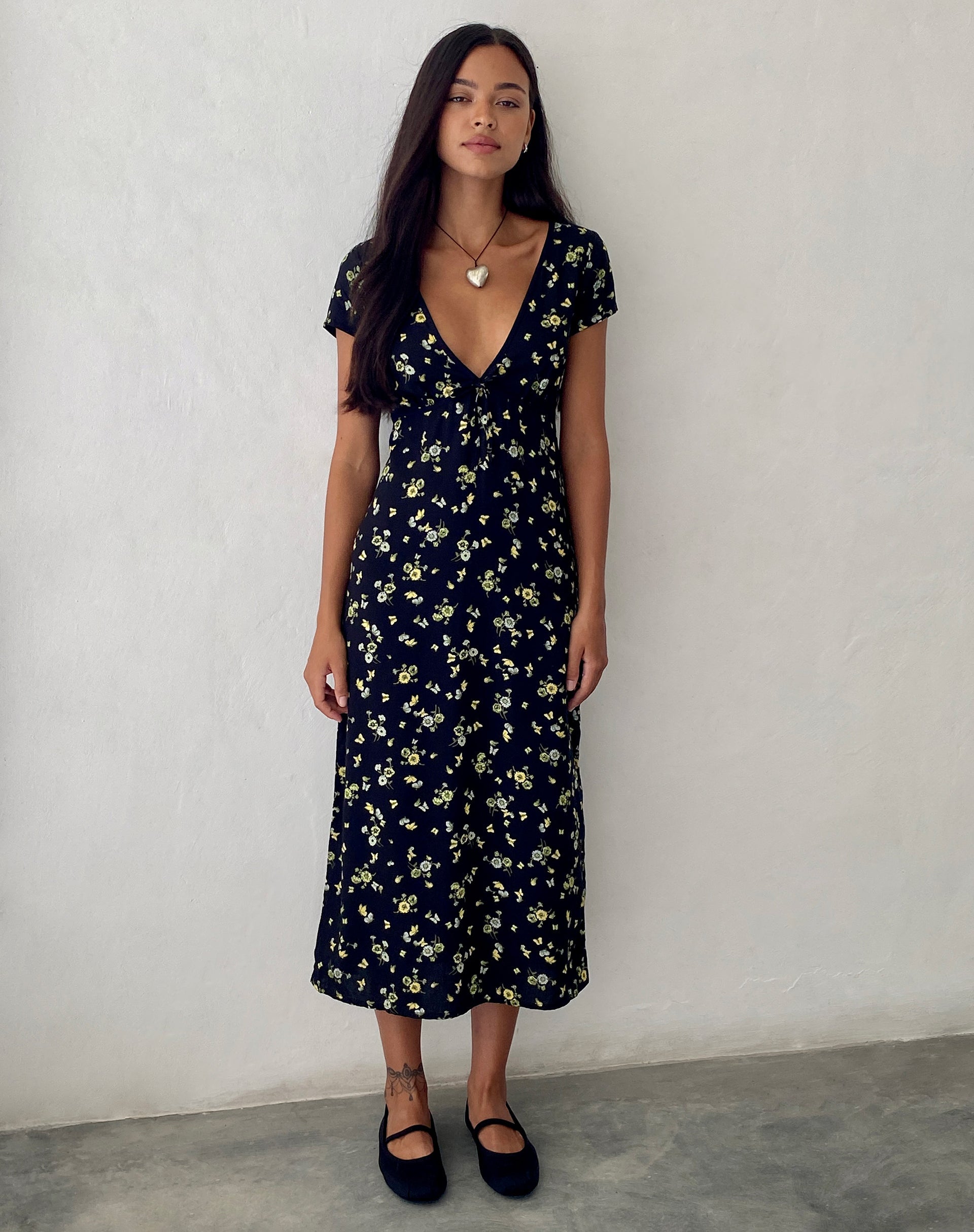 Bild von Eviaso Midikleid in Zitrone und Limone Schwarz