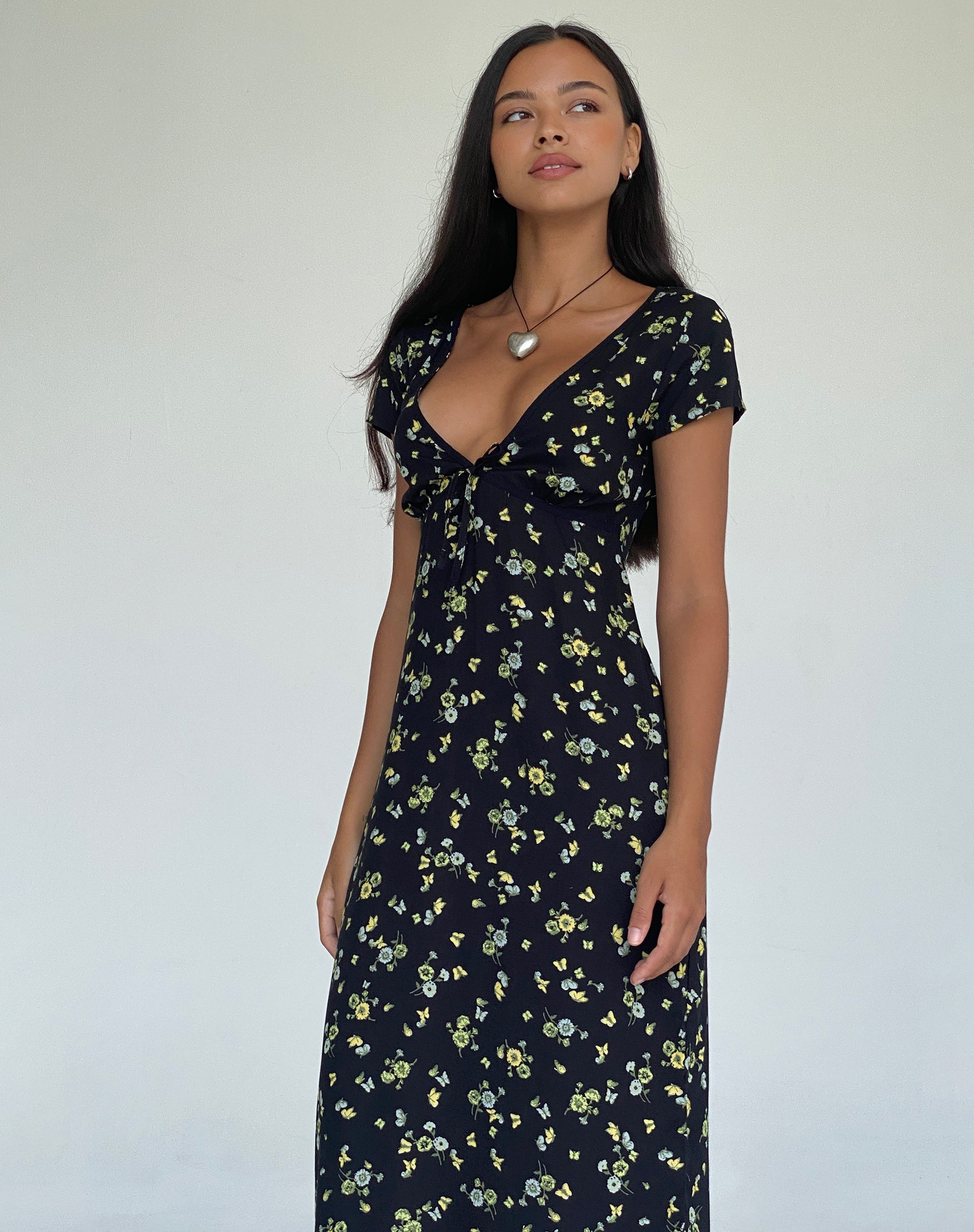 Bild von Eviaso Midikleid in Zitrone und Limone Schwarz