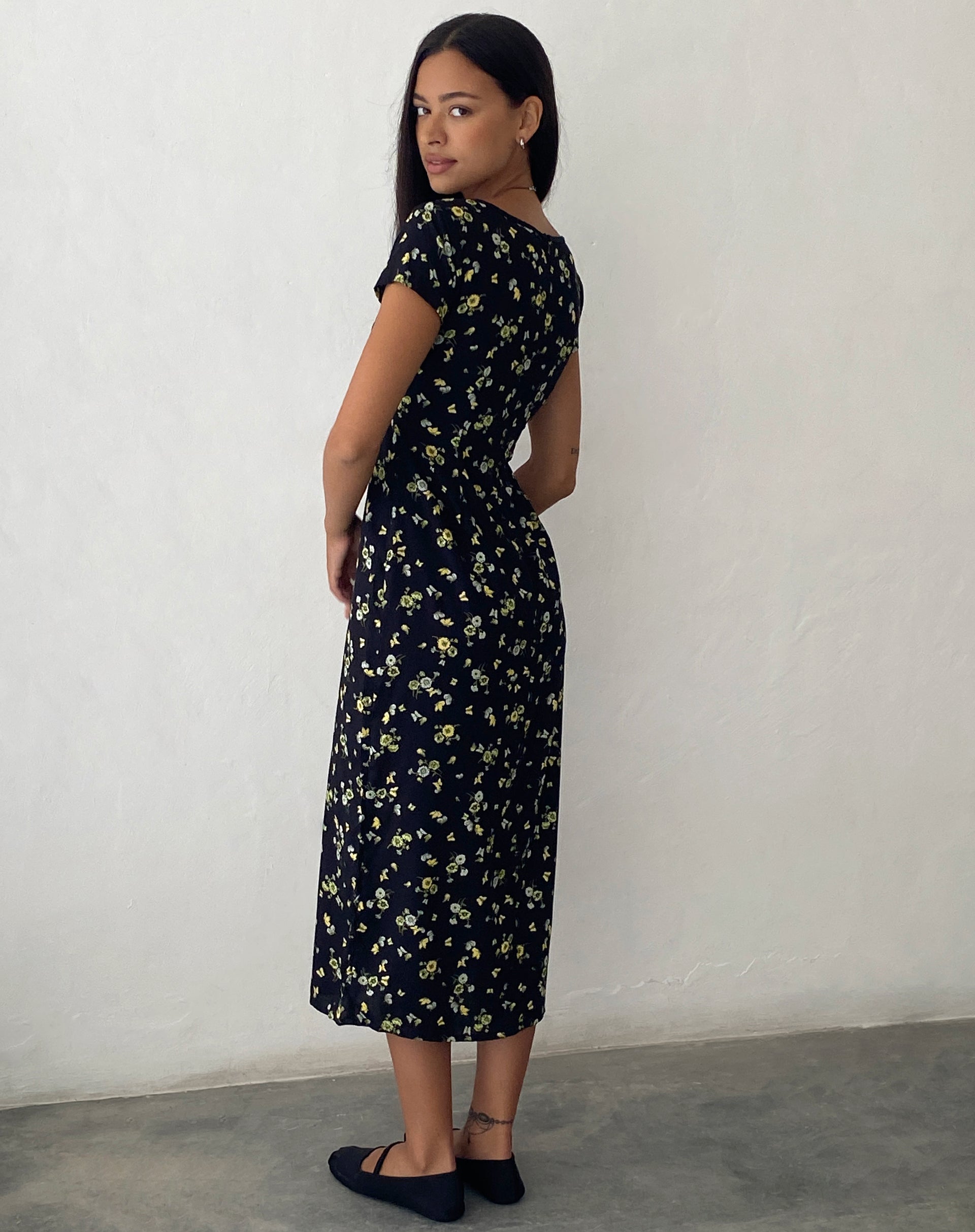 Bild von Eviaso Midikleid in Zitrone und Limone Schwarz