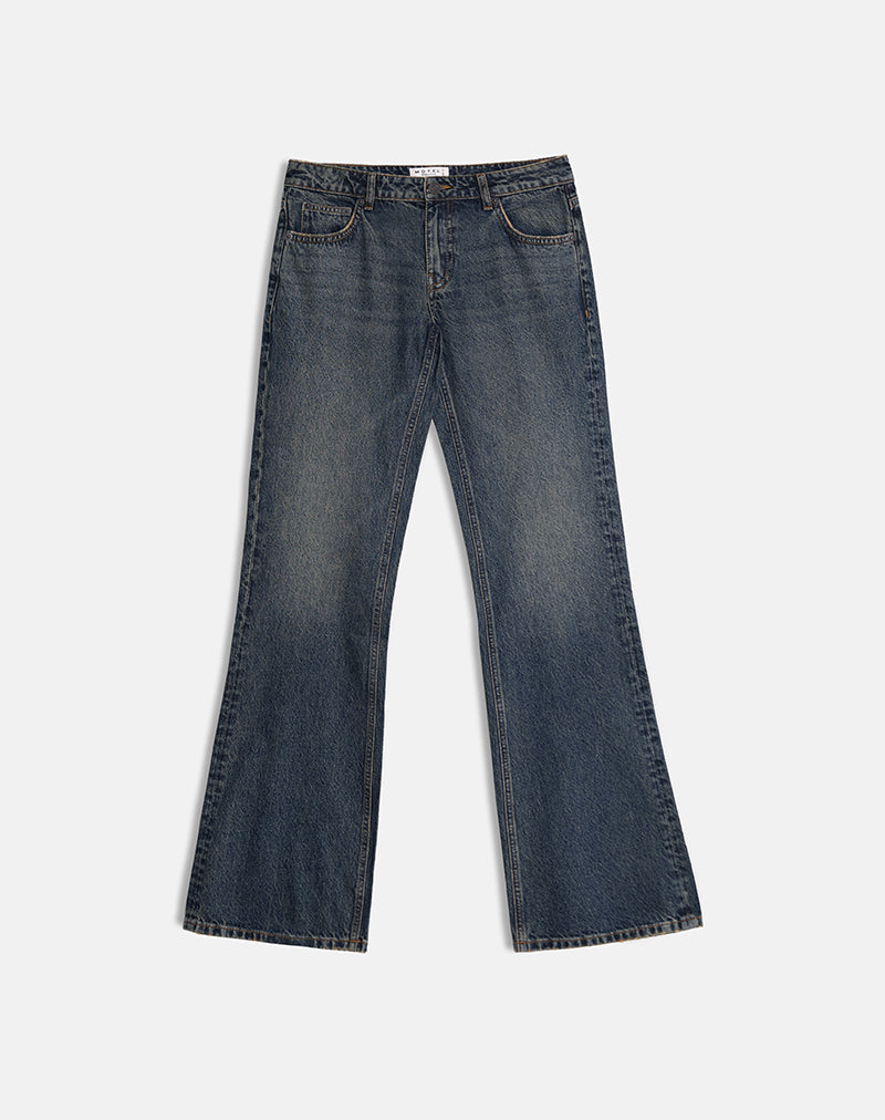 Bild von Extra Low Rise Flare Jeans in Dirty Green