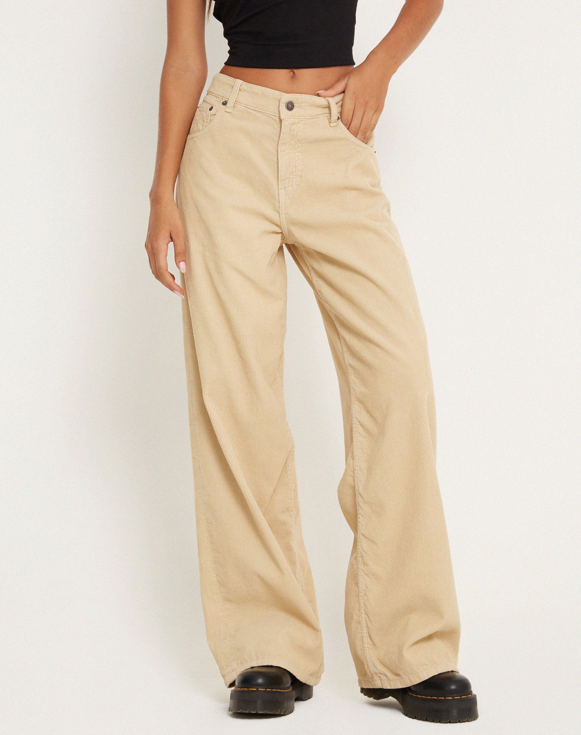 Bild von Roomy Extra Wide Jeans in Cord Light Tan