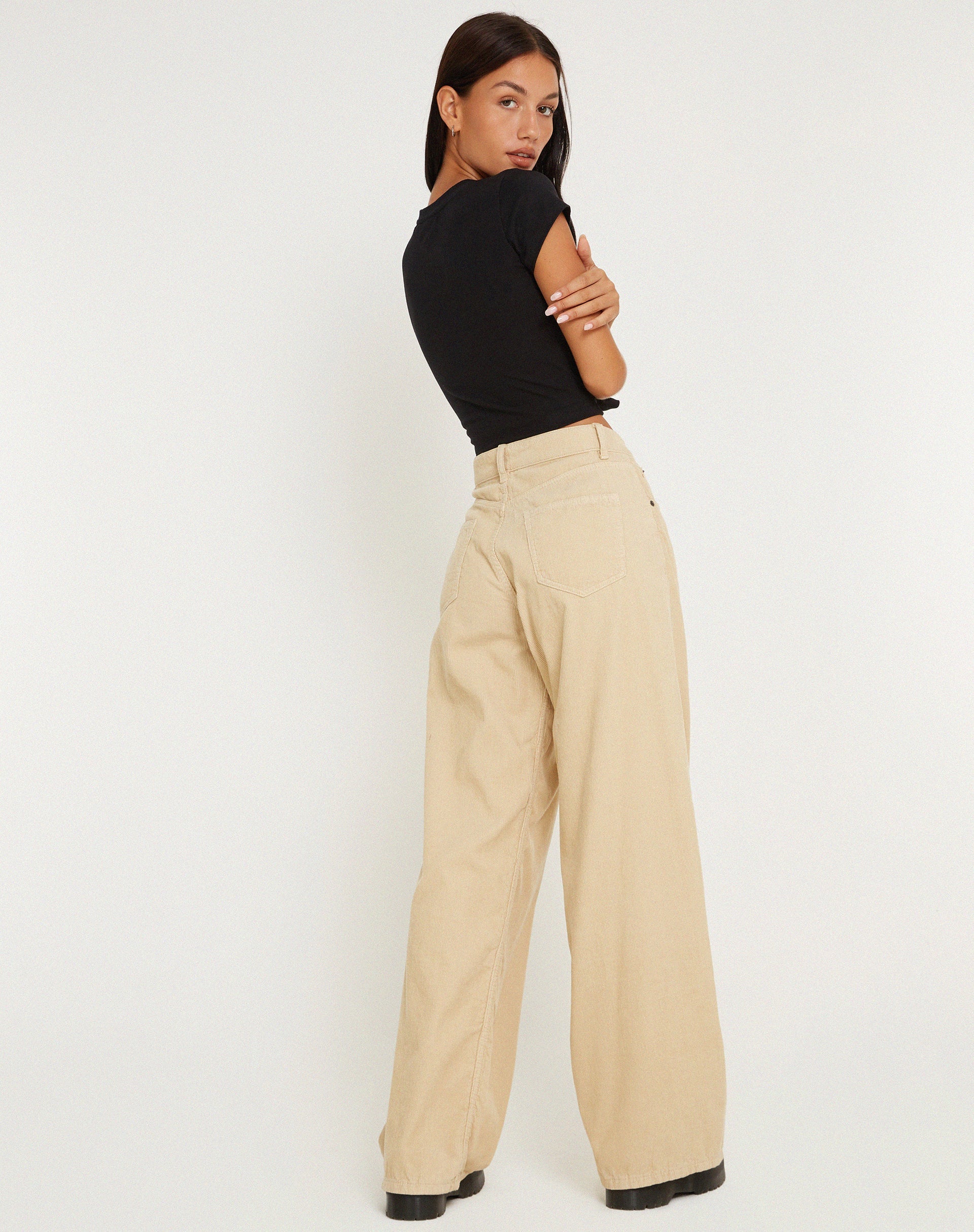 Bild von Roomy Extra Wide Jeans in Cord Light Tan
