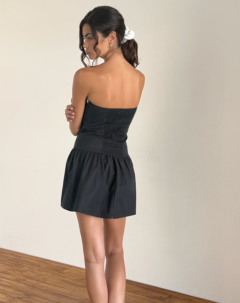 Image of Faelas Minikleid in Steppschuh mit weißen Schleifen