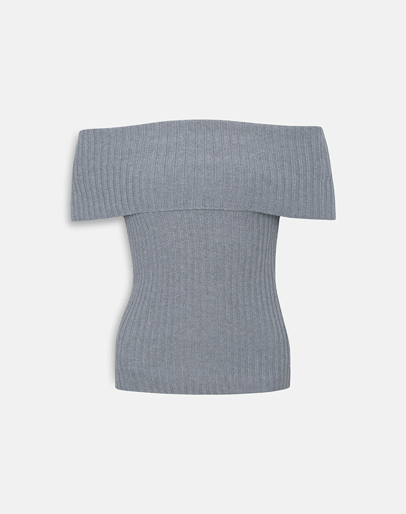 Image of Fahari Foldover Top aus Rippenstrick Grau