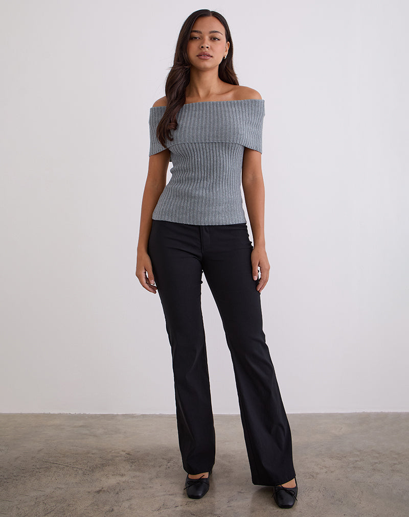 Image of Fahari Foldover Top aus Rippenstrick Grau