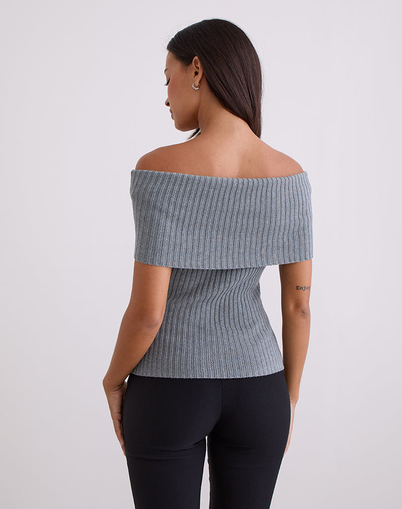 Image of Fahari Foldover Top aus Rippenstrick Grau