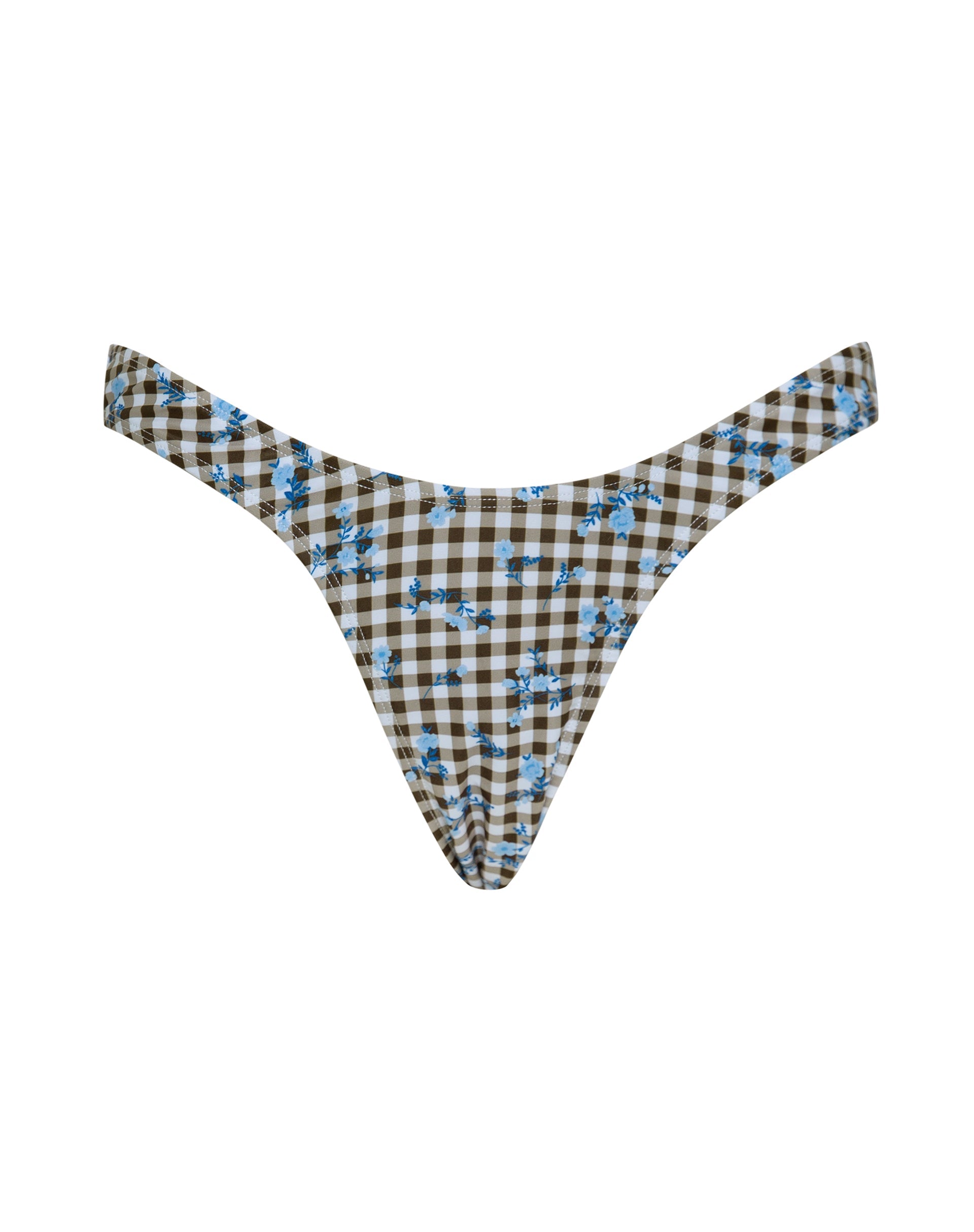 Image of Farida Bikiniunterteil mit Gingham-Blumenmuster Braun