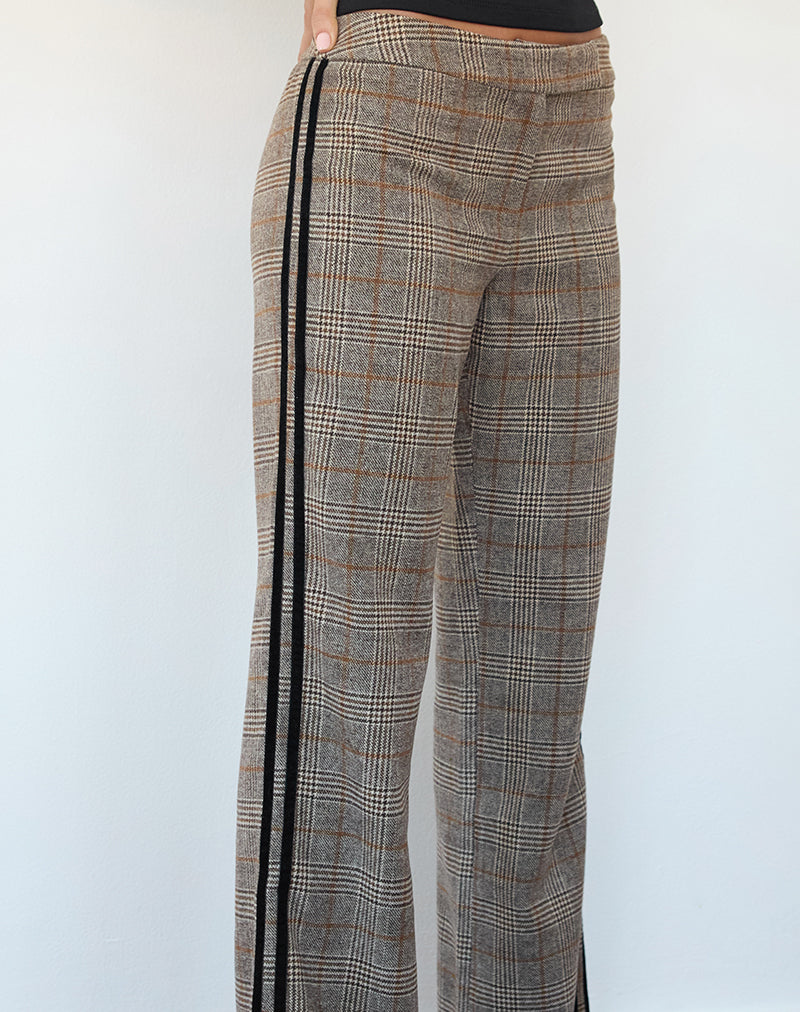 Image of Fatina Hose in braunem Karo mit Seitenstreifen
