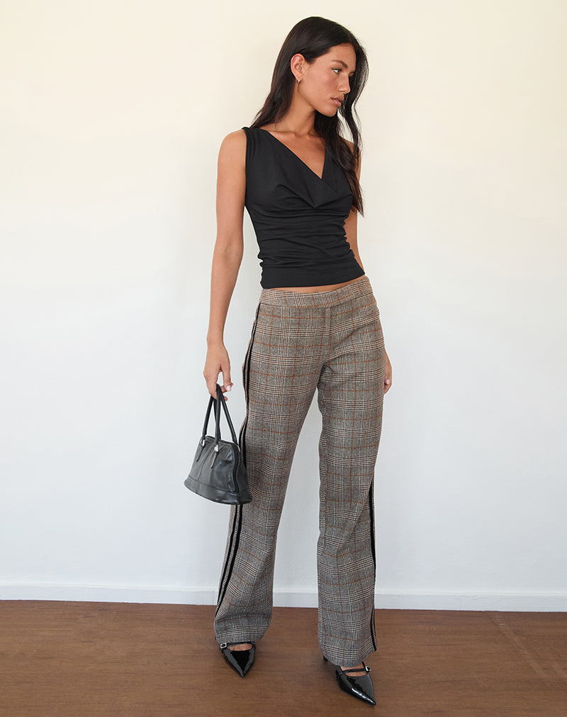 Image of Fatina Hose in braunem Karo mit Seitenstreifen