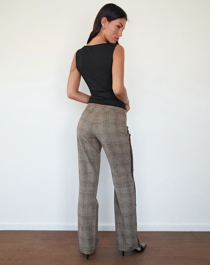 Image of Fatina Hose in braunem Karo mit Seitenstreifen