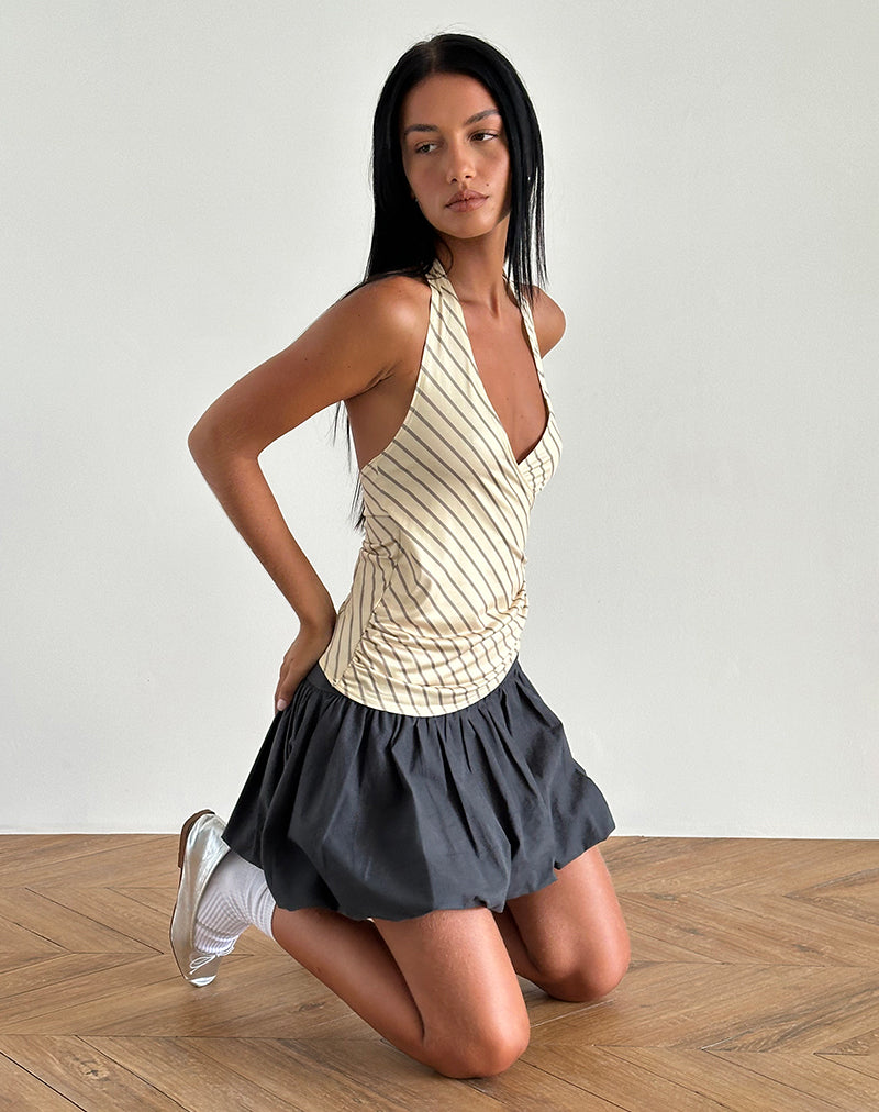 Bild von Fayez Slinky Top in Gelb Diagonal gestreift