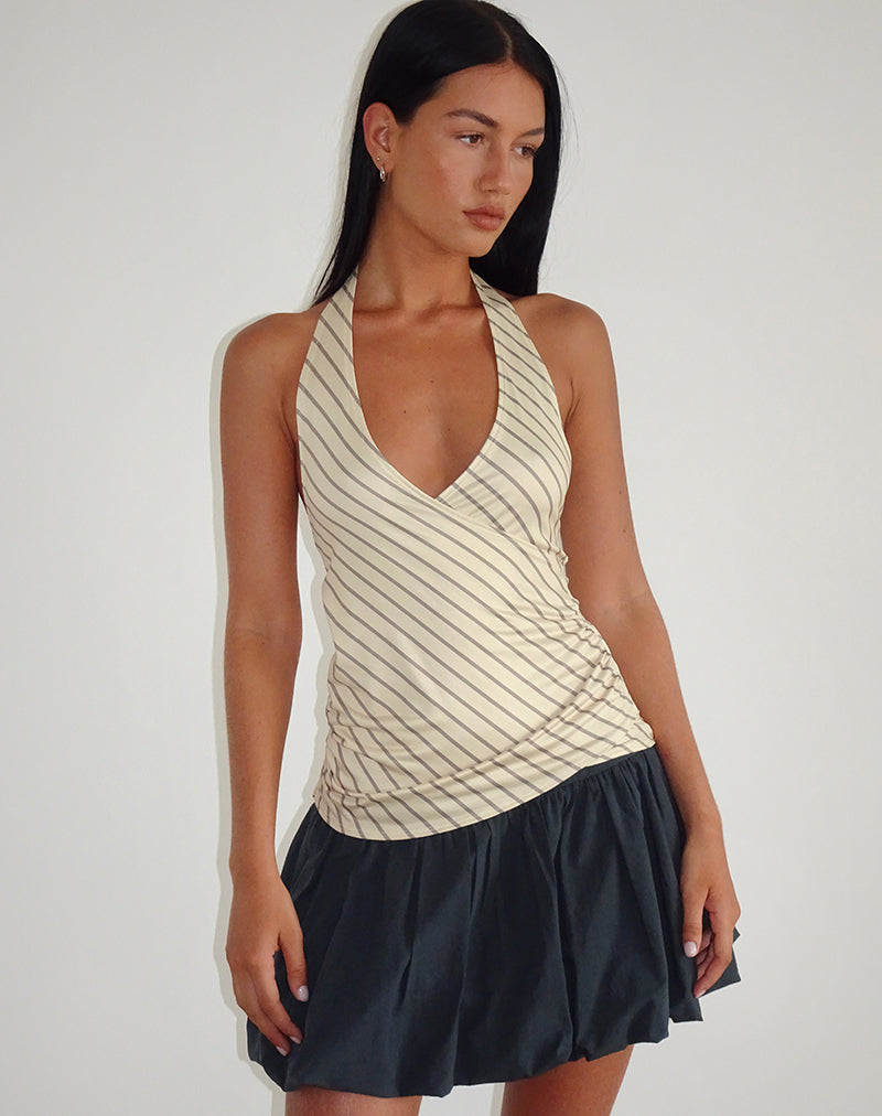 Fayez Slinky Top in Gelb Diagonal gestreift