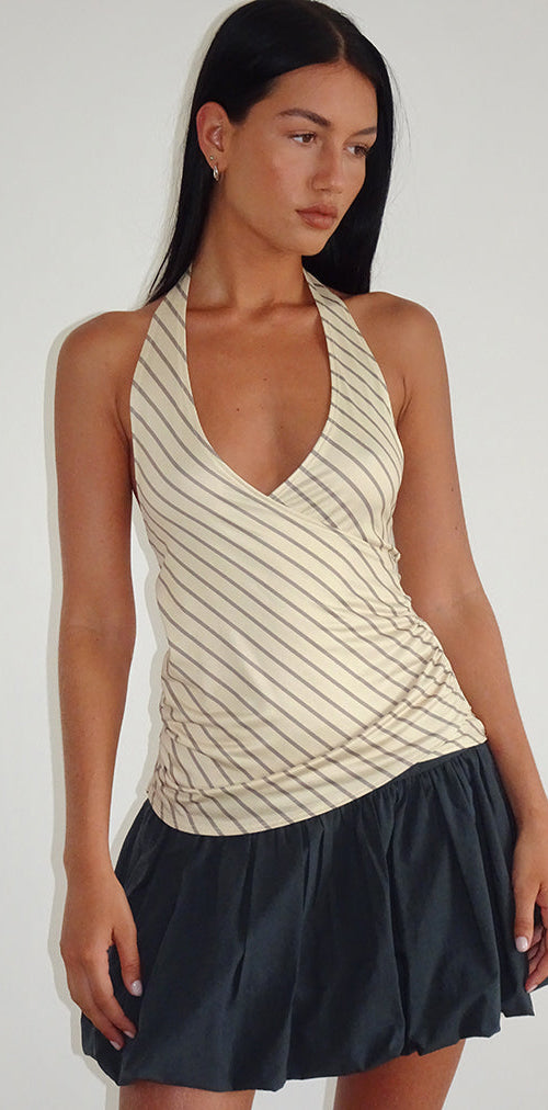 Bild von Fayez Slinky Top in Gelb Diagonal gestreift