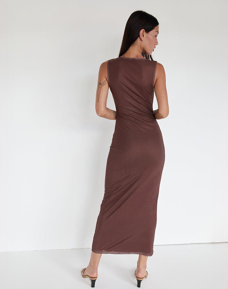 Image of Fayola Maxikleid mit unscharfem Blumenmuster Braun