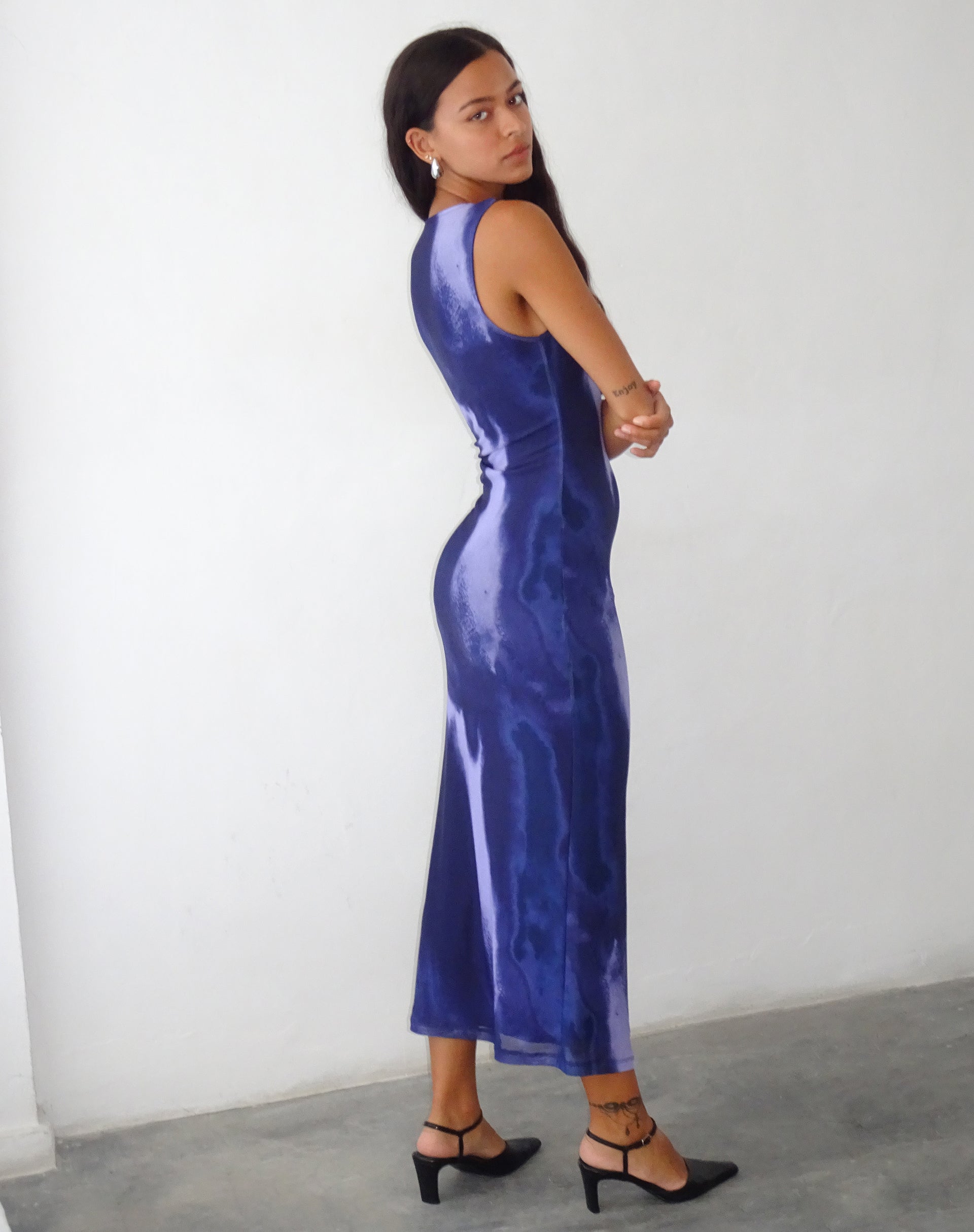 Image of Fayola Bedrucktes Maxikleid in Watercolour Navy