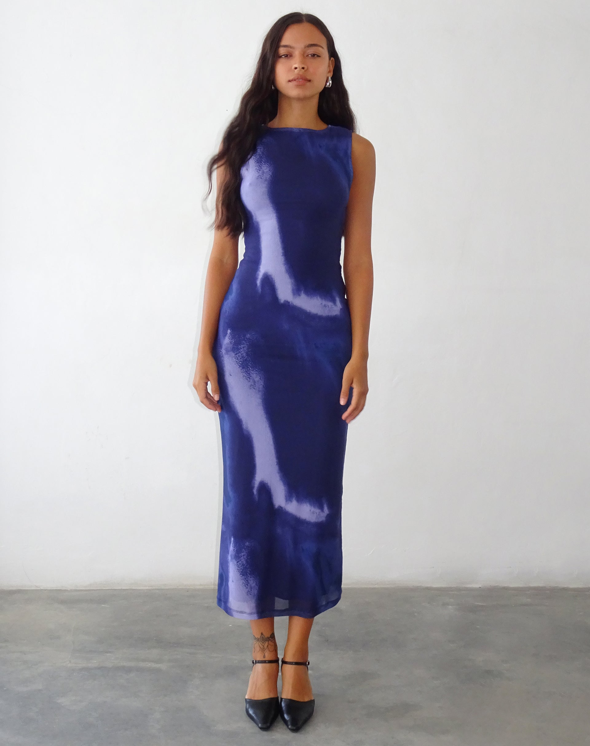 Image of Fayola Bedrucktes Maxikleid in Watercolour Navy