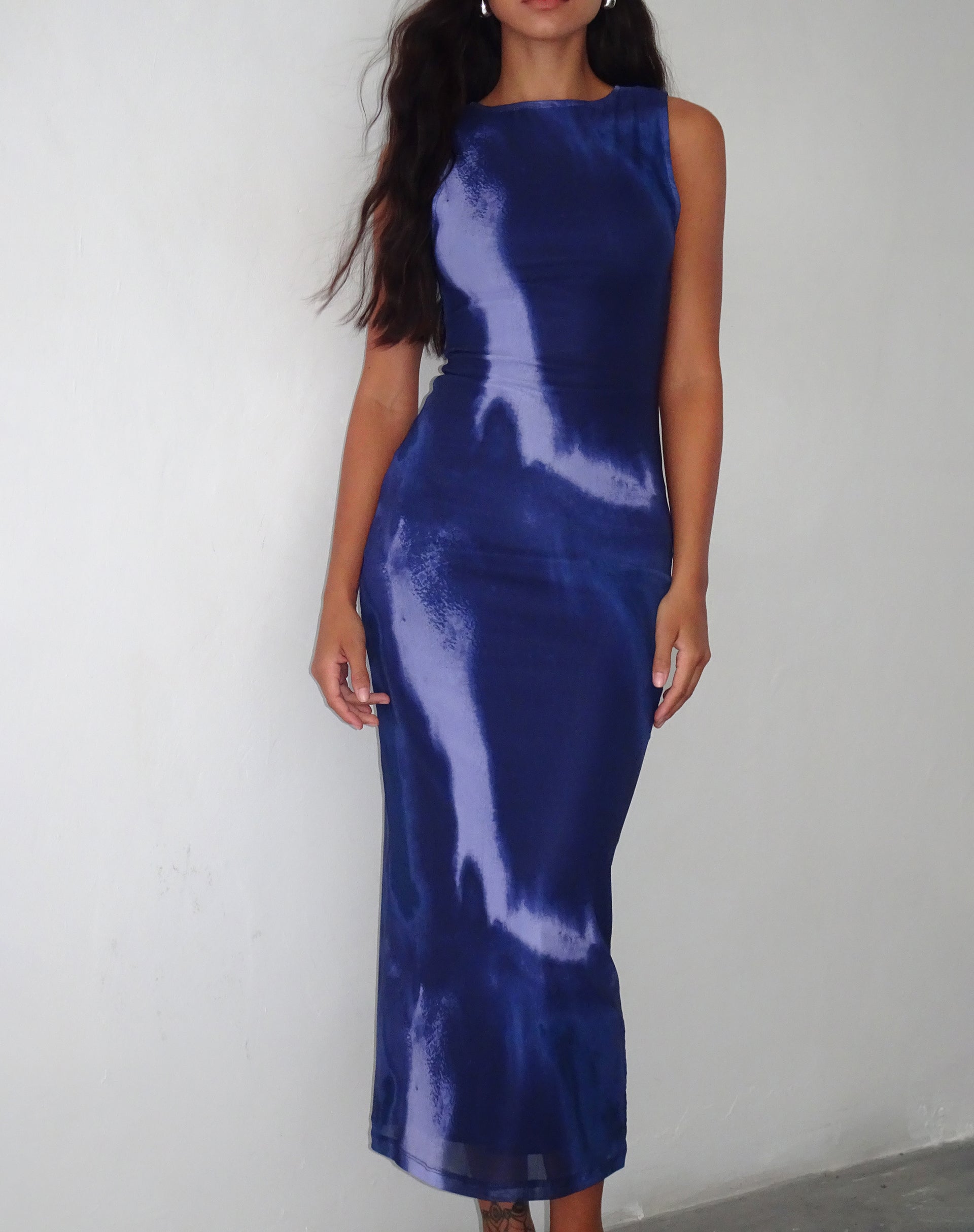 Image of Fayola Bedrucktes Maxikleid in Watercolour Navy