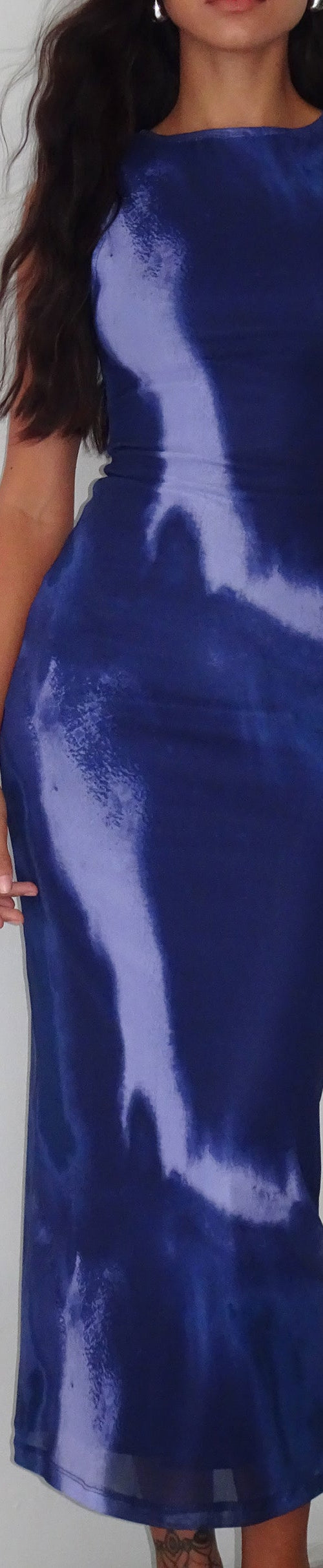 Image of Fayola Bedrucktes Maxikleid in Watercolour Navy