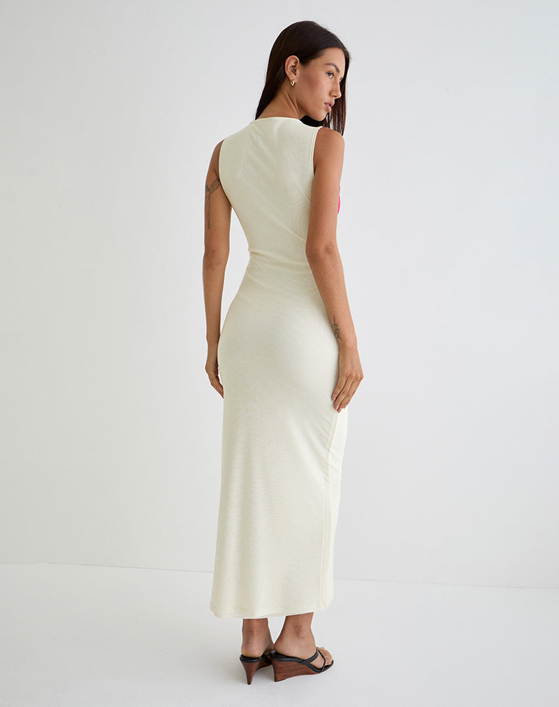 Image of Fayola Bedrucktes Maxikleid in Creme mit roter Aquarellblume