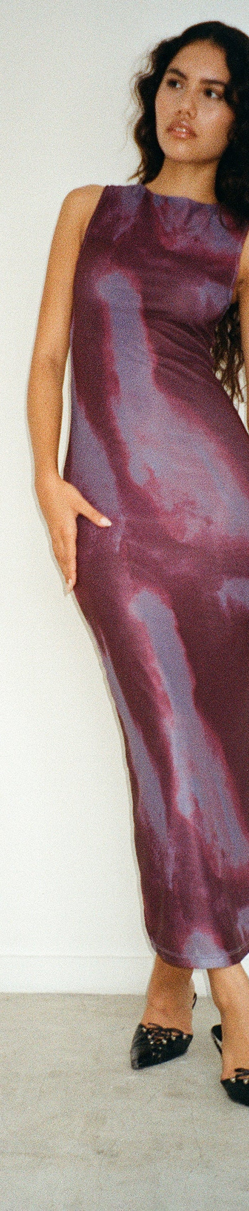 Image of Fayola Bedrucktes Maxikleid in Watercolour Wein