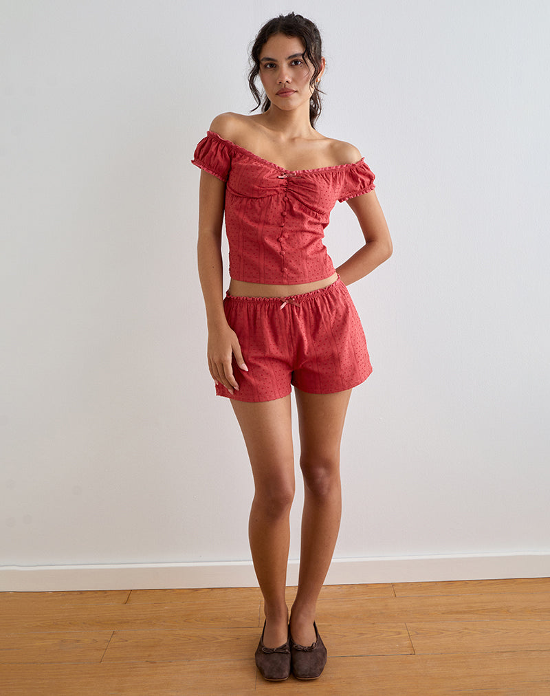 Image of Sumi Shorts aus Baumwolle Dobby Rot