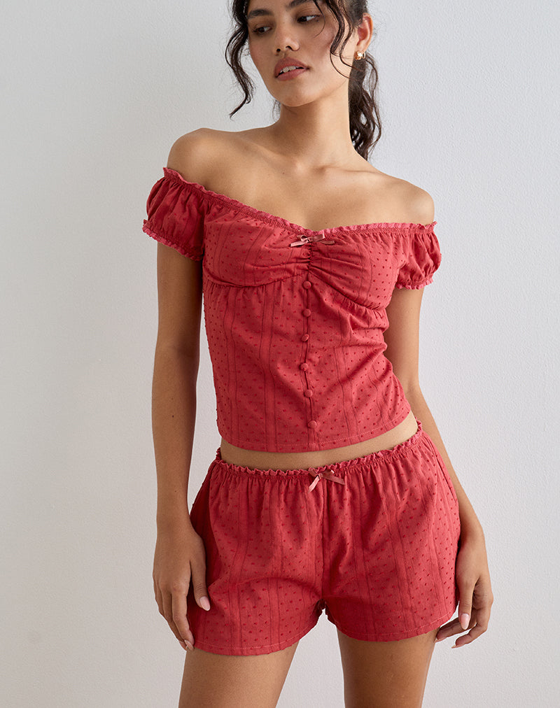 Image of Sumi Shorts aus Baumwolle Dobby Rot