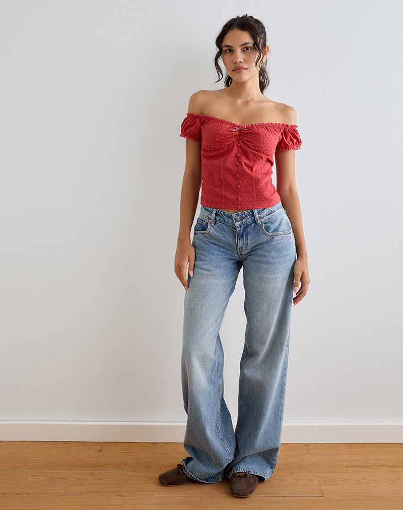 Bild von Fayra Bardot Korsett Top in Dobby Rot