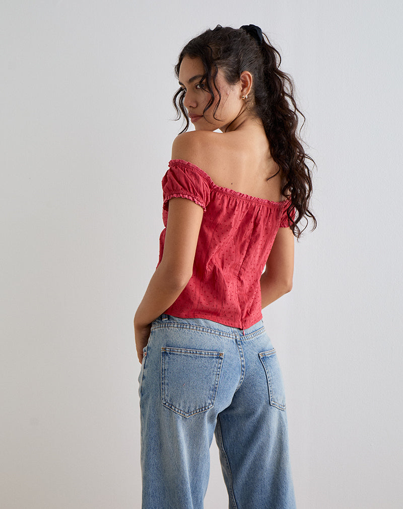 Bild von Fayra Bardot Korsett Top in Dobby Rot