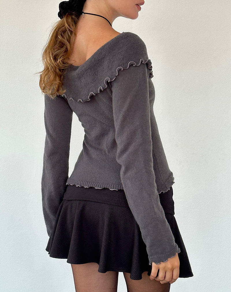 Image of Febby Sheer Knit Pullover in Dunkel Charcoal