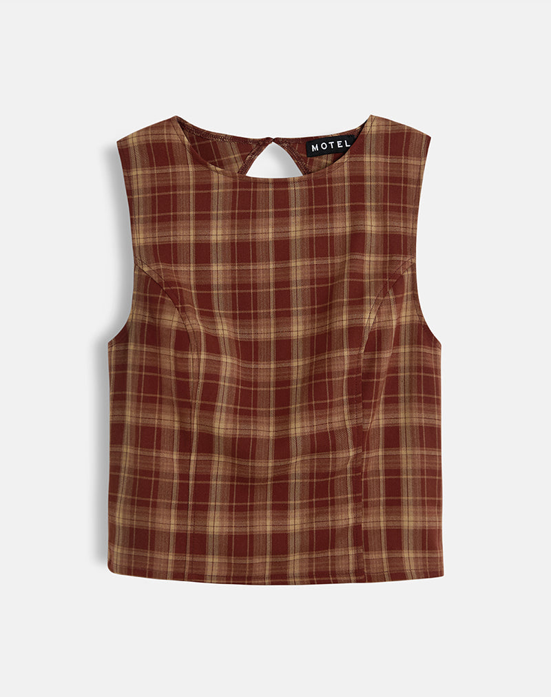 Felia Tie Back Top in Rot Karo