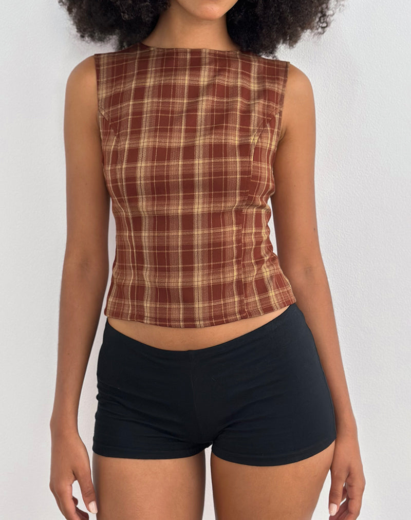 Bild von Felia Tie Back Top in Red Check