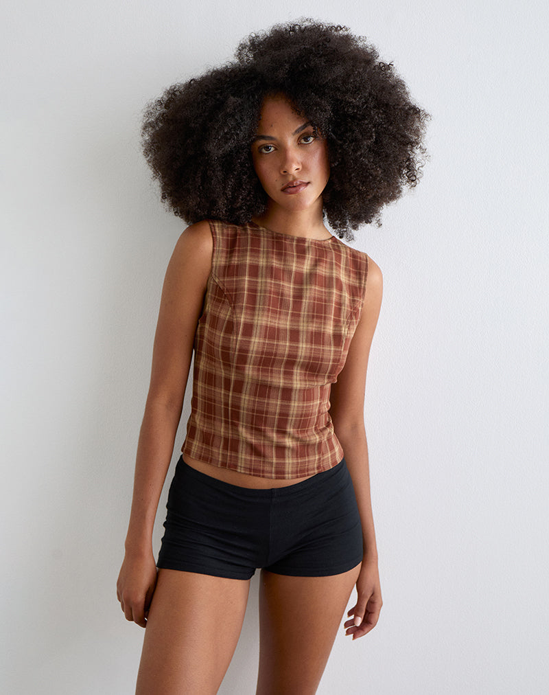 Felia Tie Back Top in Rot Karo