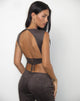 Bild von Felia Tie Back Top aus Wildlederimitat Dunkelkastanie